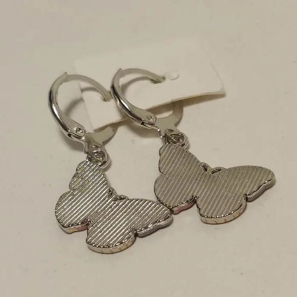 Drop Dangle Monarch Butterfly Earrings Fashion Silver Tone Insect Jewelry Orange - Picture 4 of 6